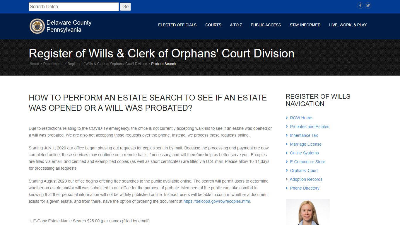 Register of Wills & Clerk of Orphans' Court Division - Delaware County ...