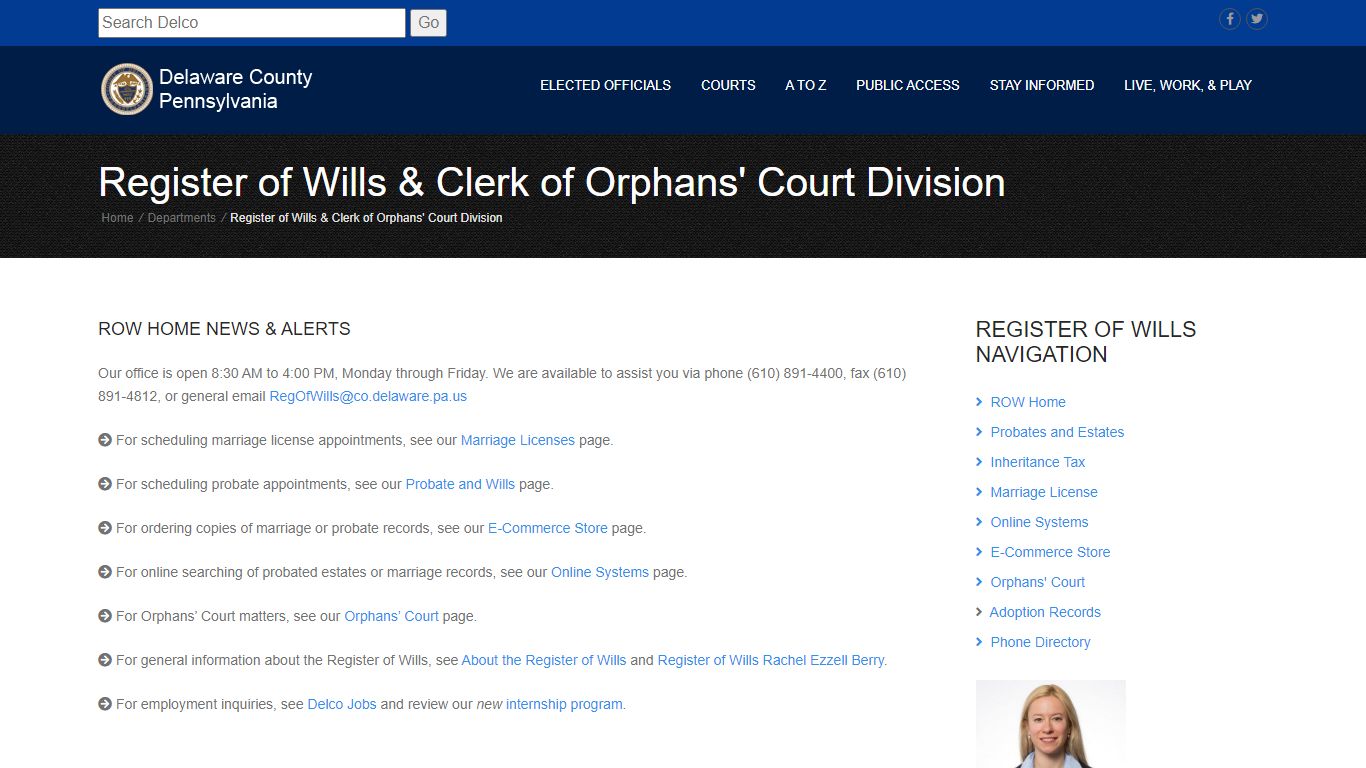 Register of Wills & Clerk of Orphans' Court Division - Delaware County ...